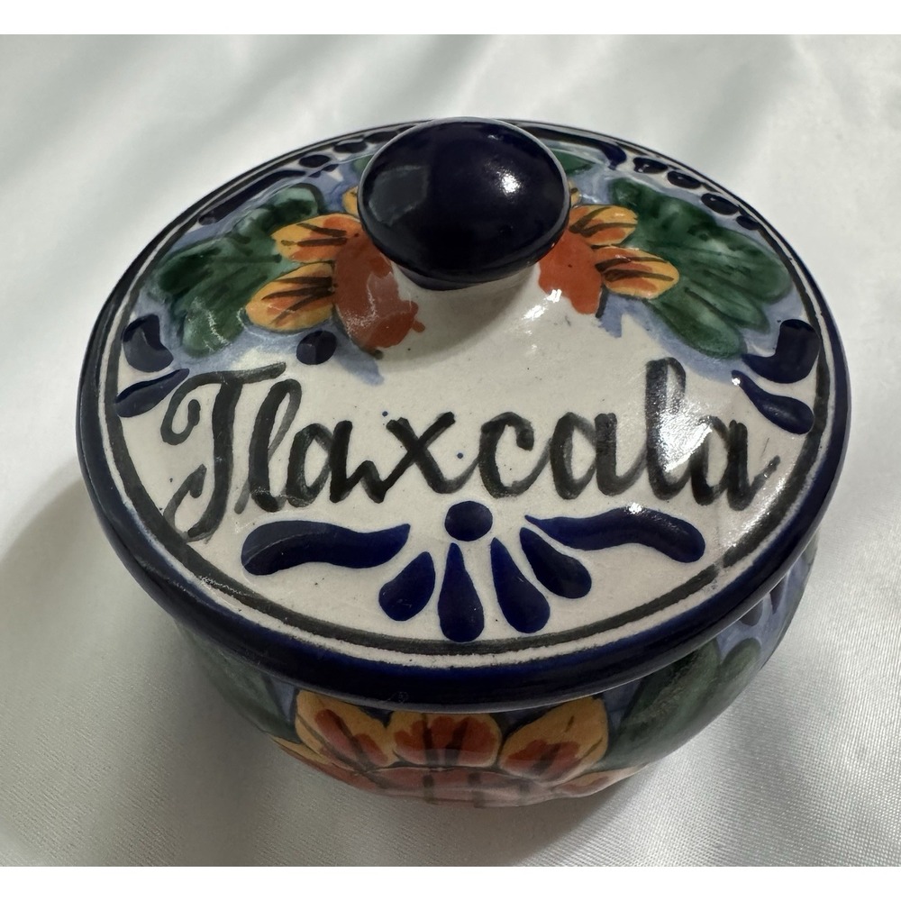 Talavera Spice Jar‎ With Lid Colorful Hand Painted Mexican Pottery Signed